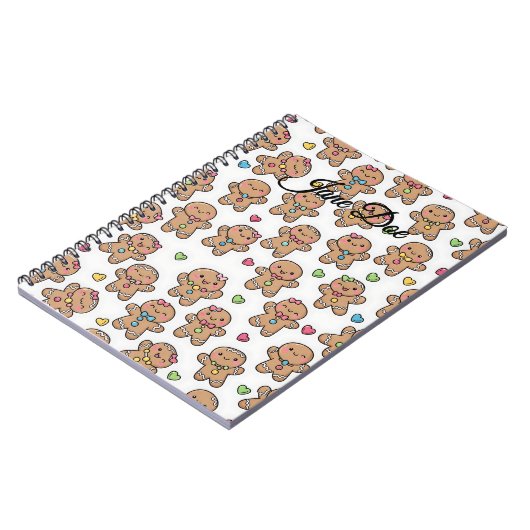 Personalized Gingerbread Men Christmas Notebook ノートブック (左側)