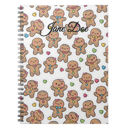 Personalized Gingerbread Men Christmas Notebook ノートブック (正面)