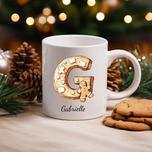 Personalized Gingerbread Monogram Christmas コーヒーマグカップ