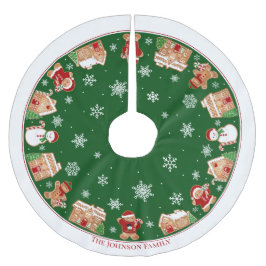 Personalized Gingerbread Village Brushed Polyester ブラッシュドポリエステルツリースカート