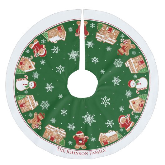 Personalized Gingerbread Village Brushed Polyester ブラッシュドポリエステルツリースカート (正面)