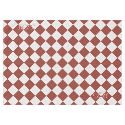 Personalized Gingham Tablecloth, Wine Red テーブルクロス (正面(横))