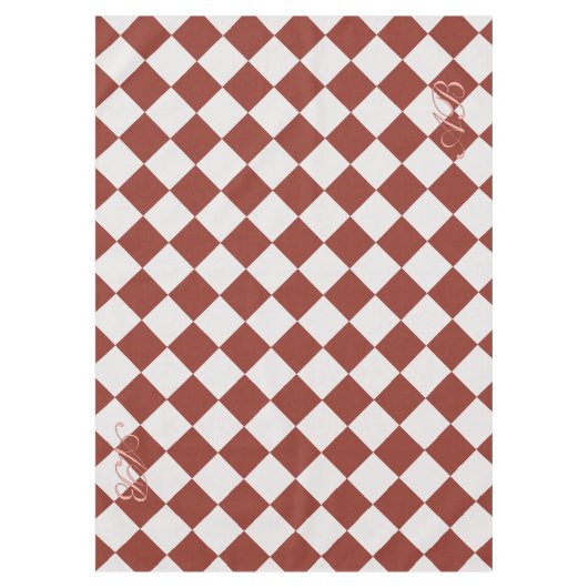 Personalized Gingham Tablecloth, Wine Red テーブルクロス (正面)