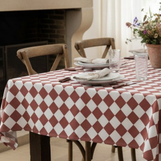 Personalized Gingham Tablecloth, Wine Red  テーブルクロス