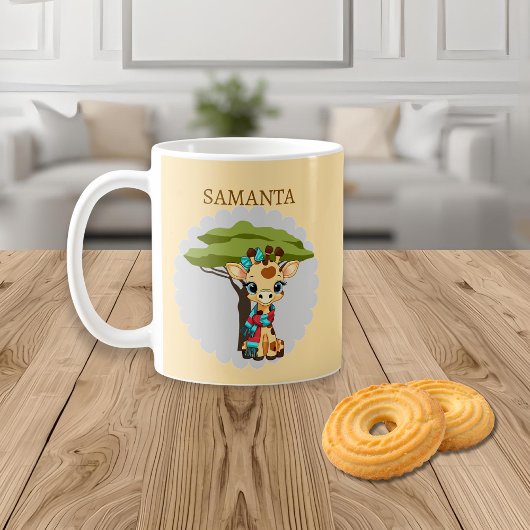 Personalized Giraffe in the Savanna Mug コーヒーマグカップ