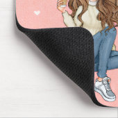 Personalized Girl Boss Mouse Pad with Hearts  マウスパッド (コーナー)