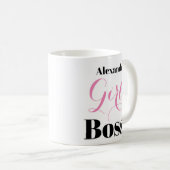 Personalized Girl Boss Pink Black Elegant Script  コーヒーマグカップ (正面右)