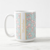 Personalized Girl Cute Bow Name Blue Pink コーヒーマグカップ (左)