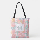 Personalized Girl Cute Bow Name Pastel Pink トートバッグ (裏面)