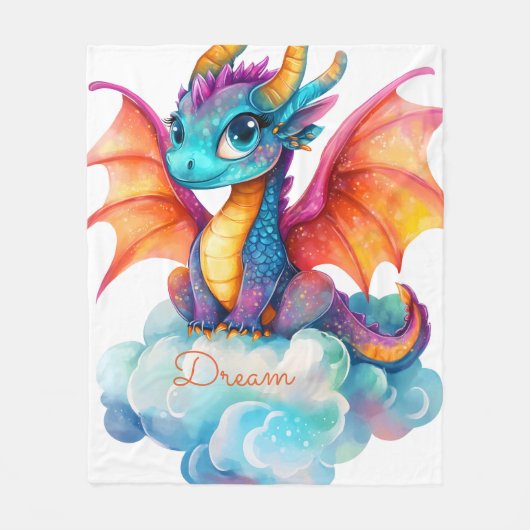 Personalized Girl Dragon Blanket: Soft Flannel フリースブランケット (正面)