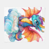 Personalized Girl Dragon Blanket: Soft Flannel フリースブランケット (正面(横))