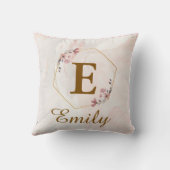 Personalized Girl Initial & Name Monogram Floral クッション (裏面)