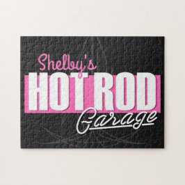 Personalized Girl NAME Pinstripes Hot Rod Garage ジグソーパズル