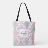 Personalized Girl Pastel Cute Bow Name Blue Pink トートバッグ (裏面)