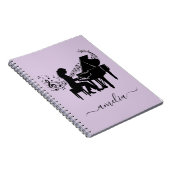 Personalized Girl Pianist Silhouette Music Notes   ノートブック (右側)