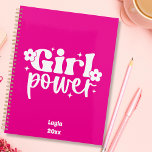 Personalized Girl Power Yearly Planner プランナー手帳<br><div class="desc">Stay organized and inspired all year long with this personalized Girl Power yearly planner featuring a bold, cute pink design and playful typography. The front can be customized with a name and year, making it a meaningful and motivating planner tailored just for you or a special girl in your life....</div>