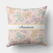 Personalized Girl Pretty Mixed Bow Name Mixed Pink クッション (裏面)