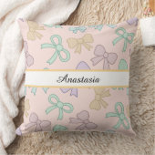Personalized Girl Pretty Mixed Bow Name Mixed Pink クッション (ブランケット)
