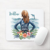 Personalized Girl Who Loves Dolphins Mousepad マウスパッド (マウス)