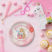 Personalized Girl's Birthday Squirrel Pink and Red ペーパープレート (パーティー)