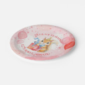 Personalized Girl's Birthday Squirrel Pink and Red ペーパープレート (アングル)