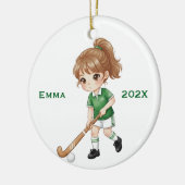 Personalized Girls Field Hockey Player セラミックオーナメント (左)