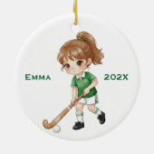 Personalized Girls Field Hockey Player セラミックオーナメント (裏面)