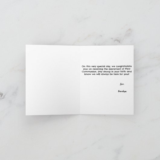 Personalized Girls First Holy Communion Card カード (内部)