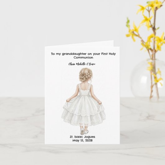 Personalized Girls First Holy Communion  Card カード (黄色い花)