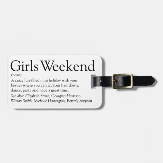 Personalized Girls Weekend Definition Tote Bag ラゲッジタグ (正面横)