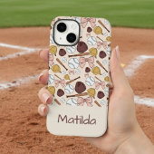 Personalized Girly Baseball Bow Pattern Phone Case Case-Mate iPhoneケース