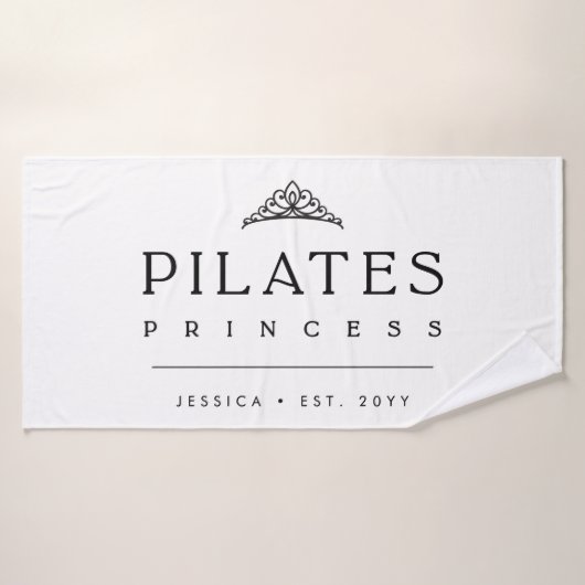 Personalized Girly Black Workout Pilates Princess バスタオル (バスタオル)