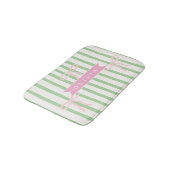 Personalized Girly Coquette Green Stripe Bow バスマット (アングル)