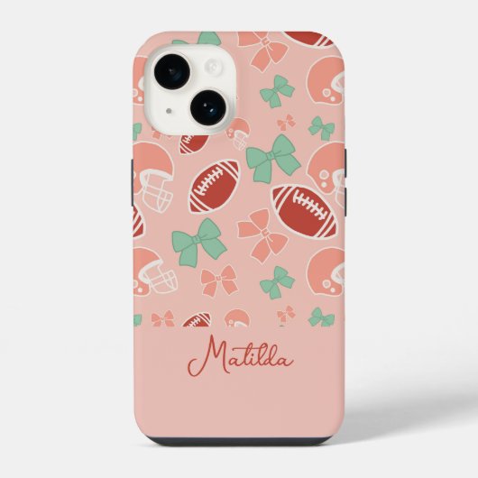 Personalized Girly Football Bow Pattern Phone Case iPhoneケース (裏面)
