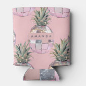 Personalized Glam Disco Pineapple Pink Metallic 缶クーラー (裏面)