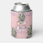 Personalized Glam Disco Pineapple Pink Metallic 缶クーラー (缶裏面)