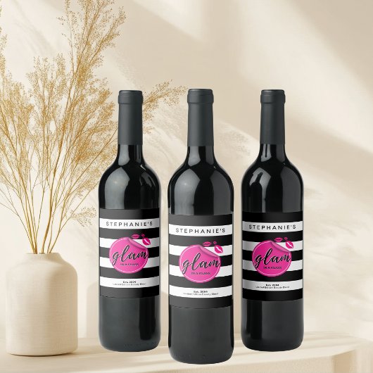 Personalized Glam In A Glass Wine Labels ワインラベル