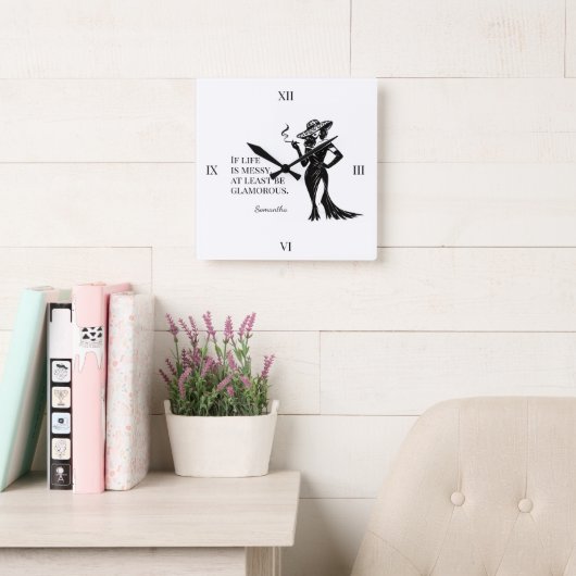 Personalized Glam Style Quote Design Wall Clock スクエア壁時計 (読書スペース)