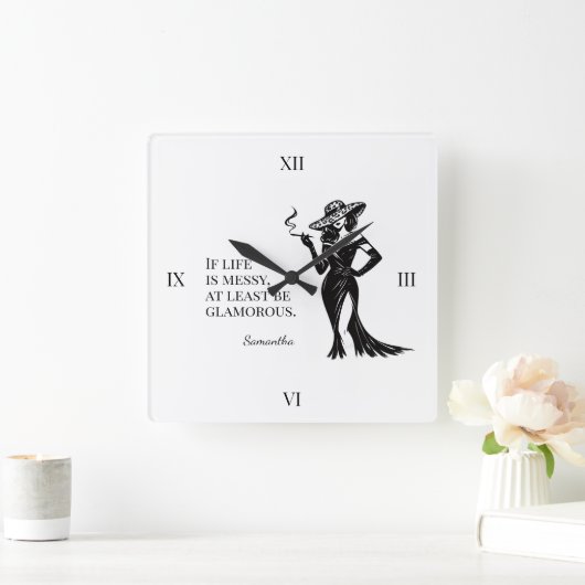 Personalized Glam Style Quote Design Wall Clock スクエア壁時計 (ホーム)