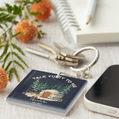 Personalized Glamping Yurt Adventure Retro Camping キーホルダー (正面右)