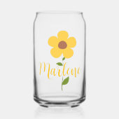 Personalized glass in the shape of a can, floral  ガラス缶 (正面)