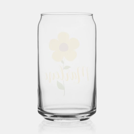 Personalized glass in the shape of a can, floral  ガラス缶 (裏面)