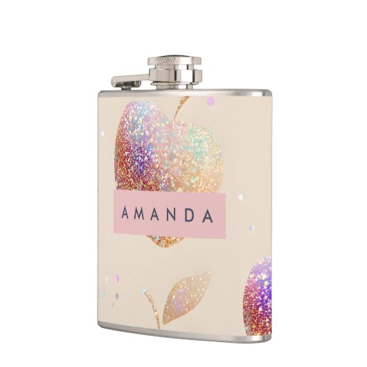 Personalized Glitter Apple Sparkle Fruit Pastel  フラスク (左)