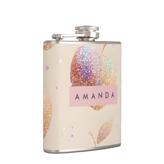 Personalized Glitter Apple Sparkle Fruit Pastel  フラスク (右)