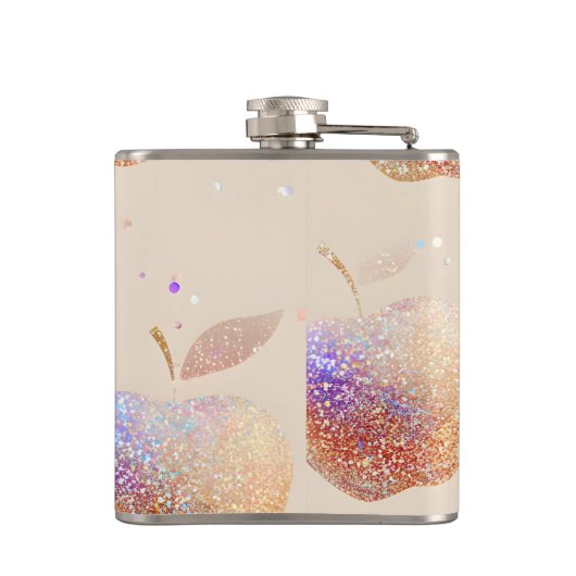Personalized Glitter Apple Sparkle Fruit Pastel  フラスク (裏面)