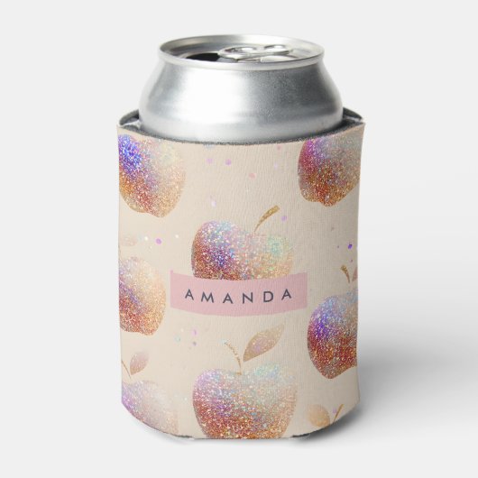 Personalized Glitter Apple Sparkle Fruit Pastel 缶クーラー (缶正面)