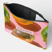 Personalized Glitter Lemon Citrus Design アクセサリーポーチ (見開き)