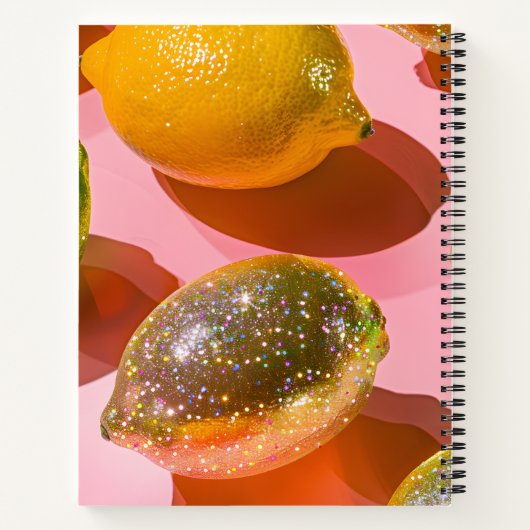 Personalized Glitter Lemon Citrus Design ノートブック (裏面)