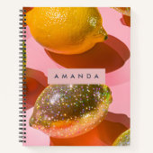 Personalized Glitter Lemon Citrus Design ノートブック (正面)