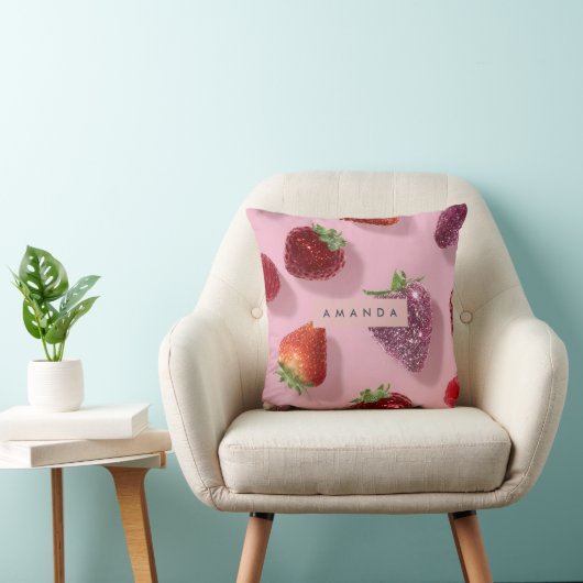 Personalized Glitter Strawberry & Raspberry  クッション (椅子)